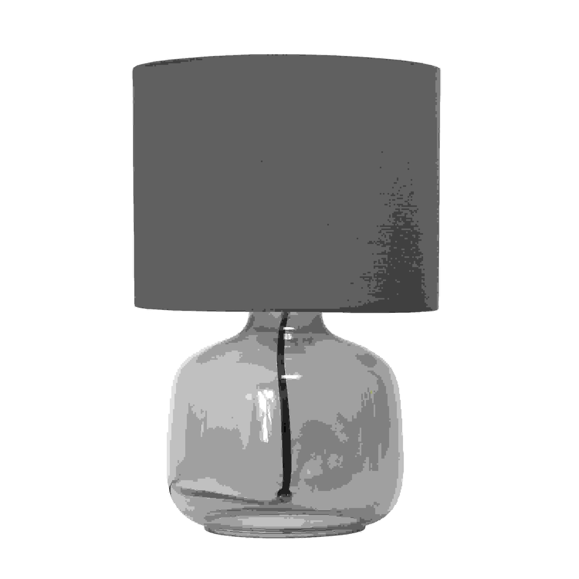 Simple Designs Glass Table Lamp with Fabric Shade, Smoke with Gray Shade