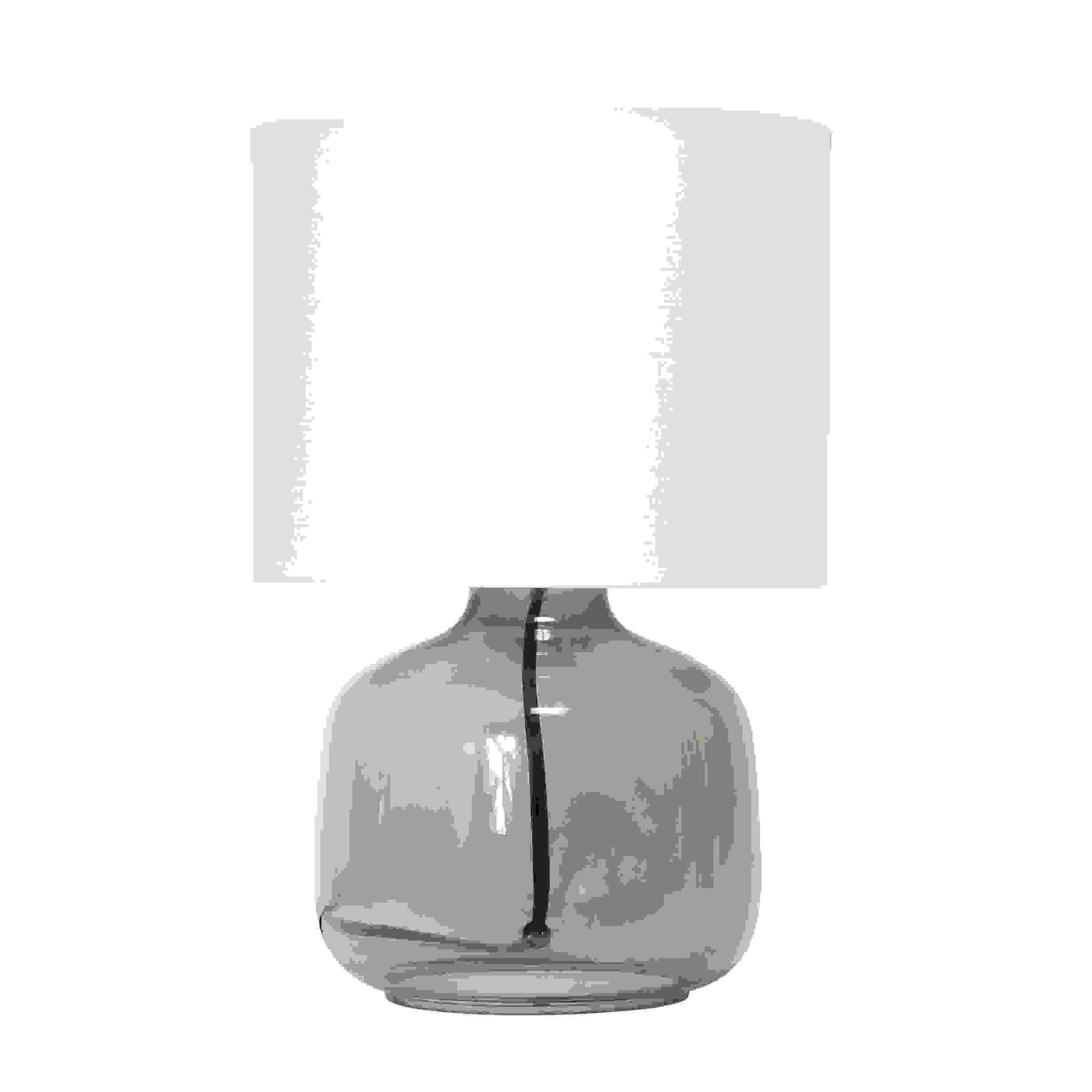 Simple Designs Glass Table Lamp with Fabric Shade, Smoke with White Shade