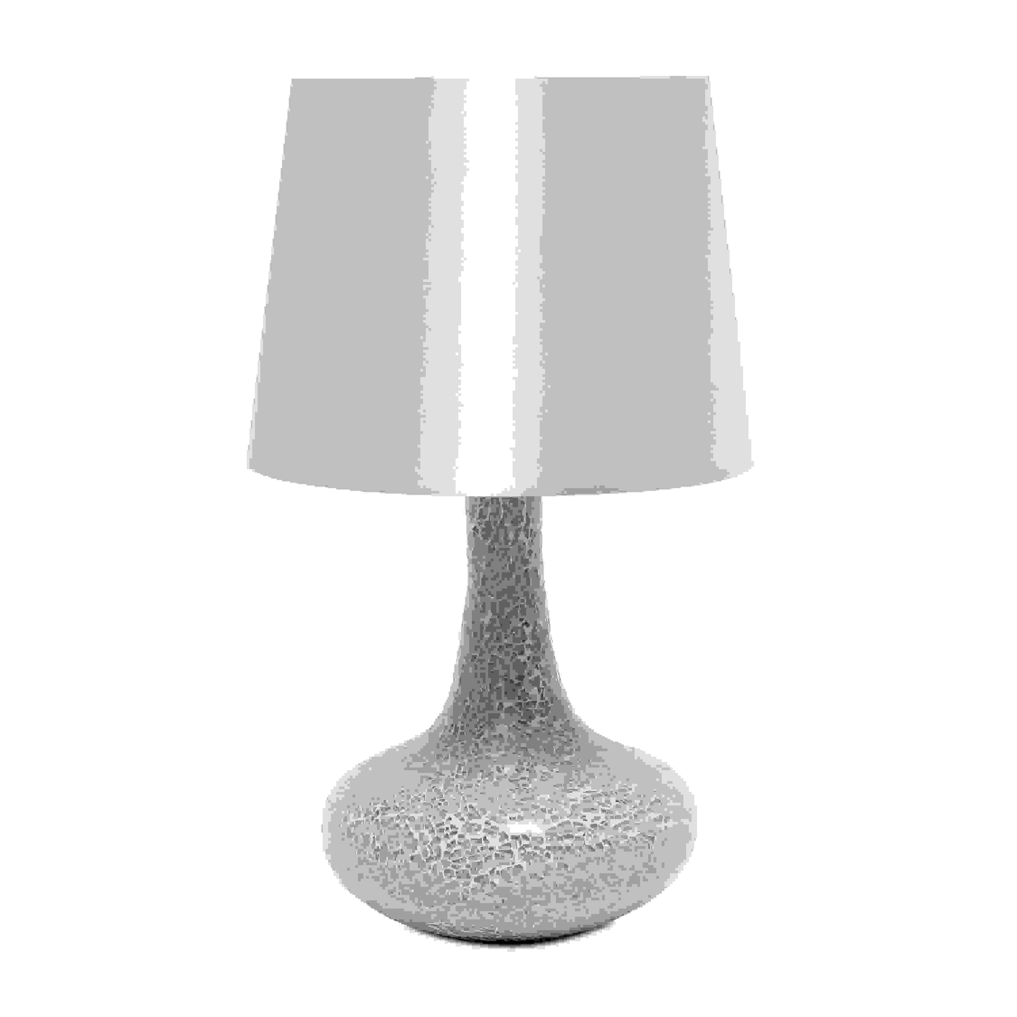 Simple Designs Mosaic Tiled Glass Genie Table Lamp with Fabric Shade