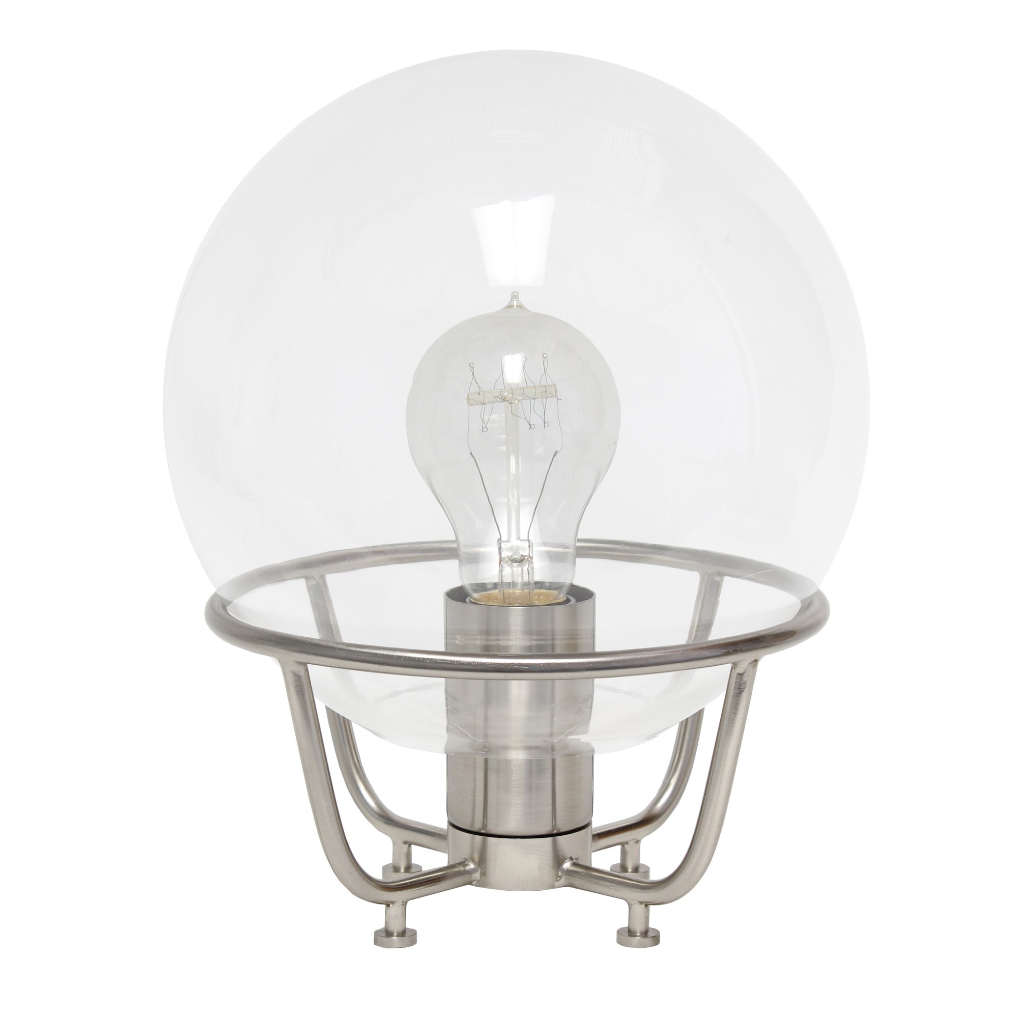 Lalia Home Old World Globe Glass Table Lamp, Brushed Nickel