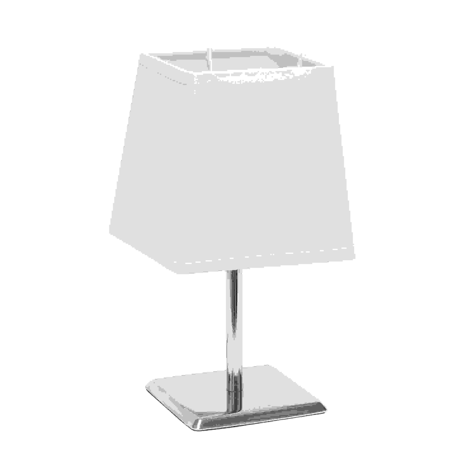 Simple Designs Mini Chrome Table Lamp with Squared Empire Fabric Shade