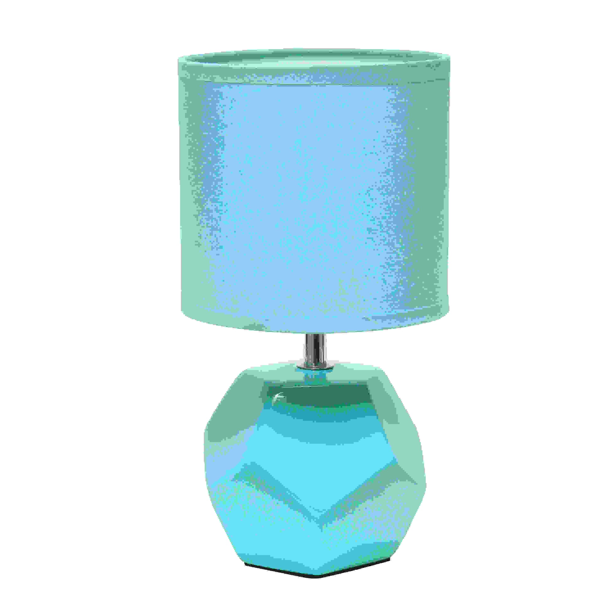 Simple Designs Round Prism Mini Table Lamp with Matching Fabric Shade