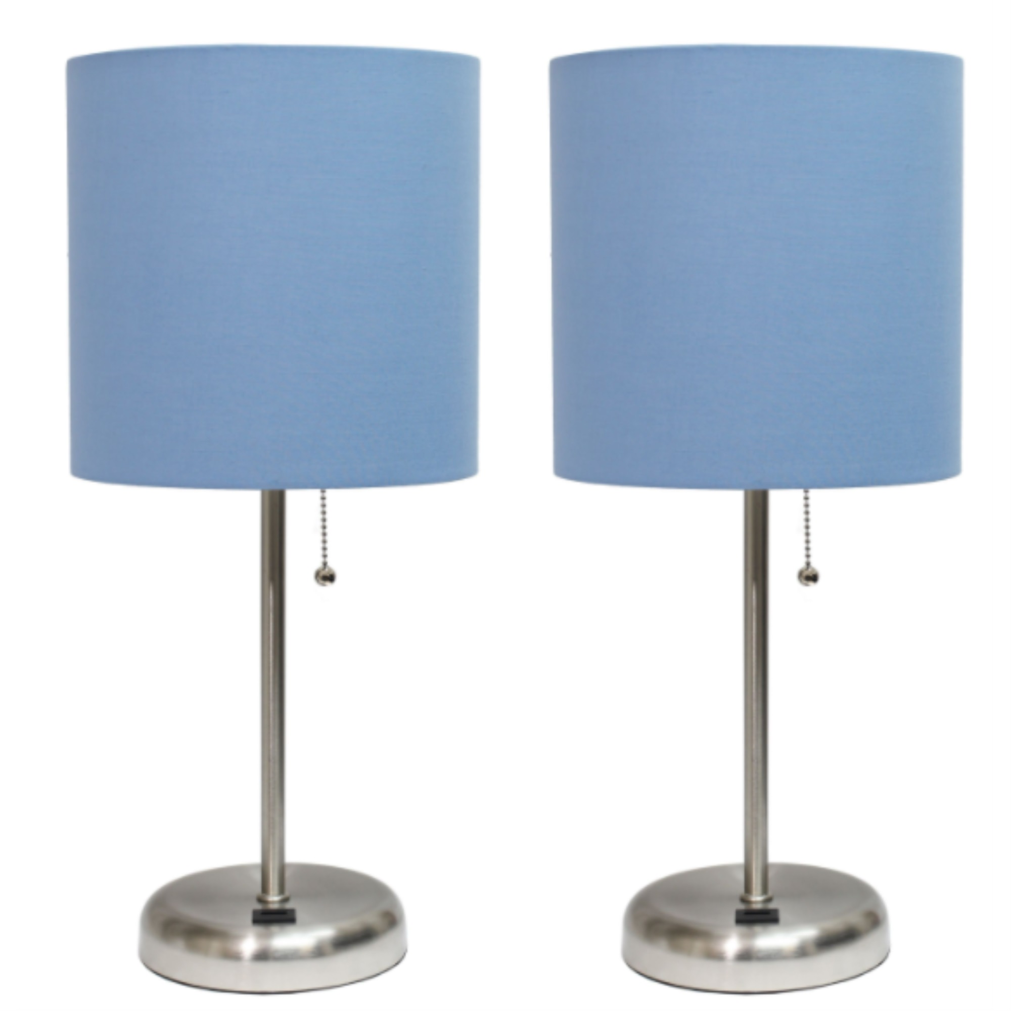 LimeLights Stick Lamp with USB charging port and Fabric Shade 2 Pack Set, Blue 