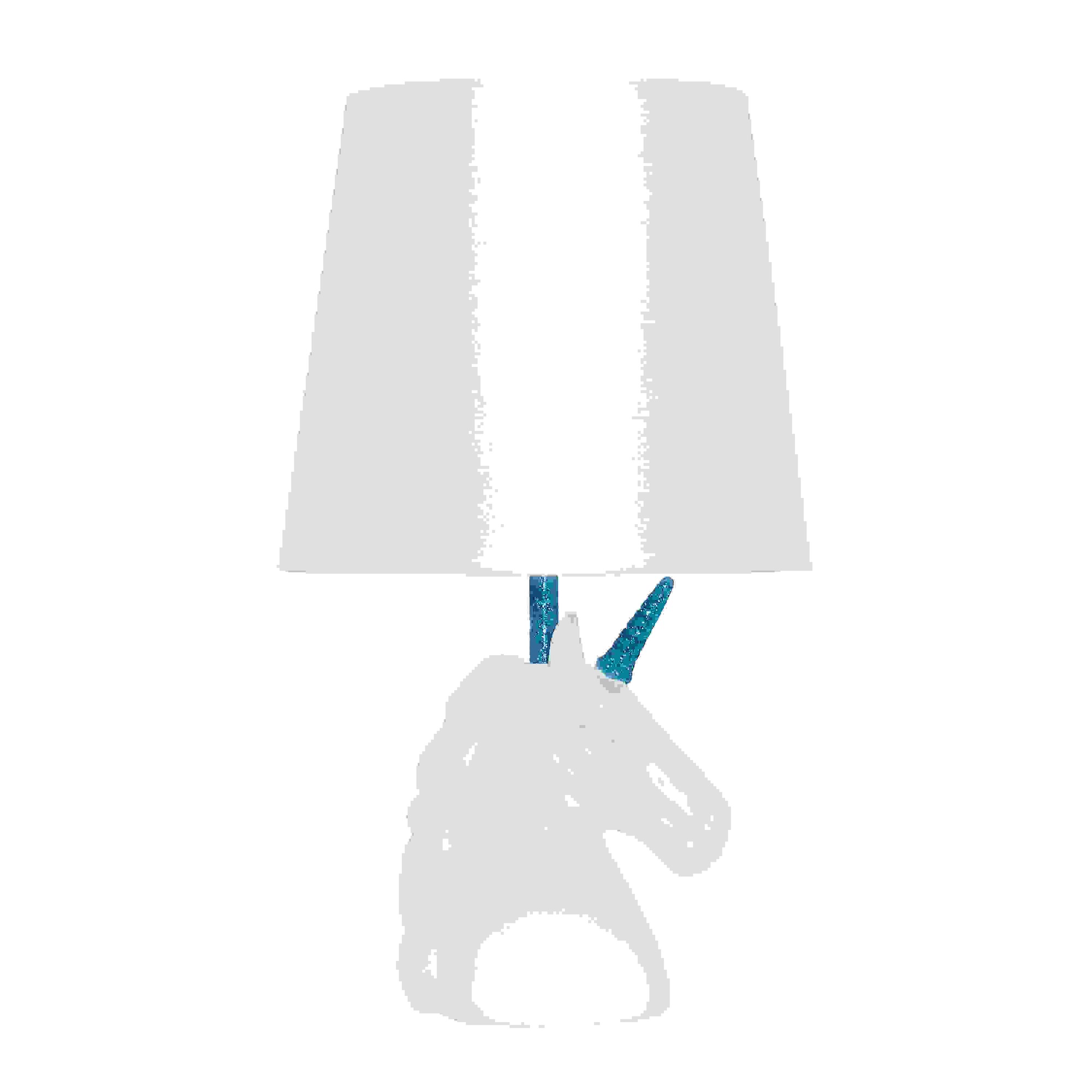 Simple Designs Sparkling Blue and White Unicorn Table Lamp