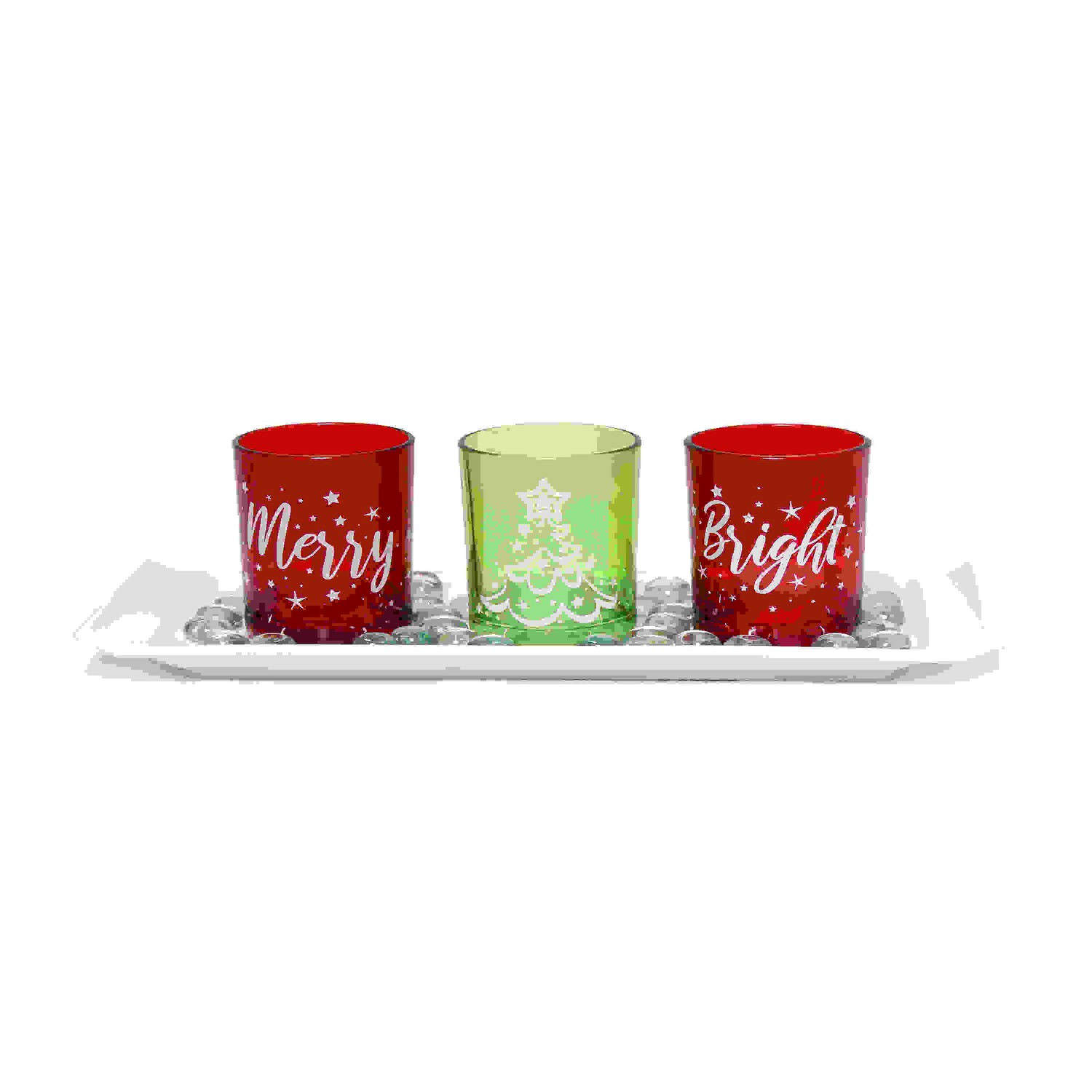 Elegant Designs Merry & Bright Christmas Candle Set of 3