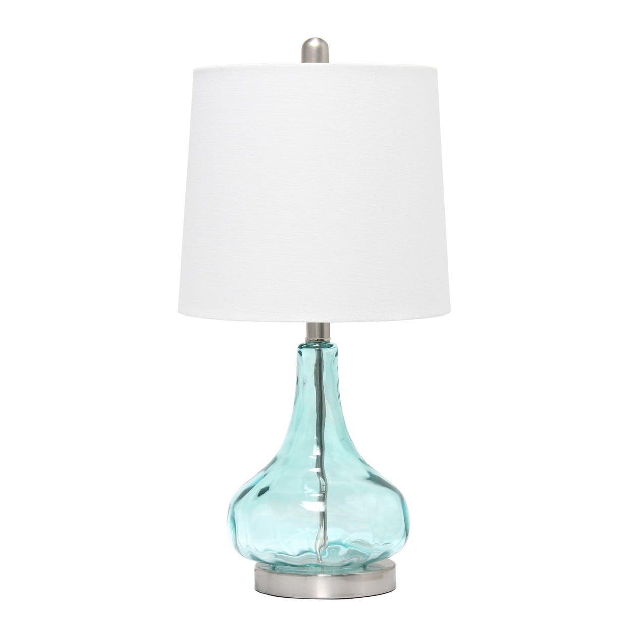 Lalia Home Rippled Glass Table Lamp with Fabric Shade, Blue