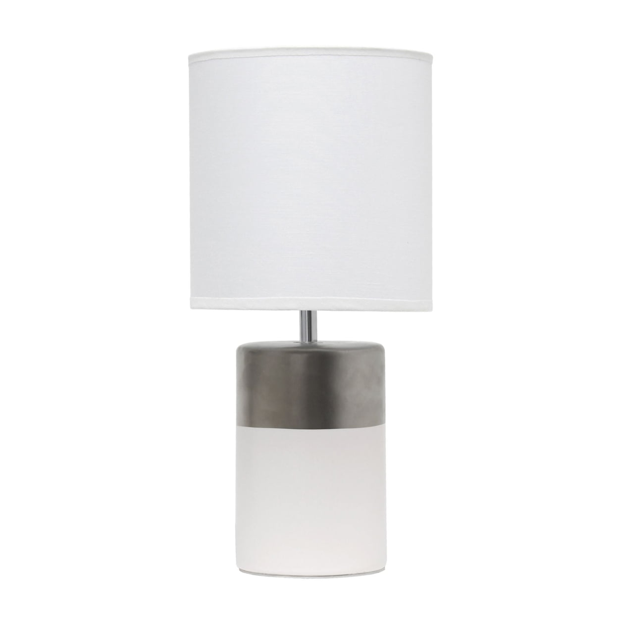 Simple Designs Two Toned Basics Table Lamp, White and Silver