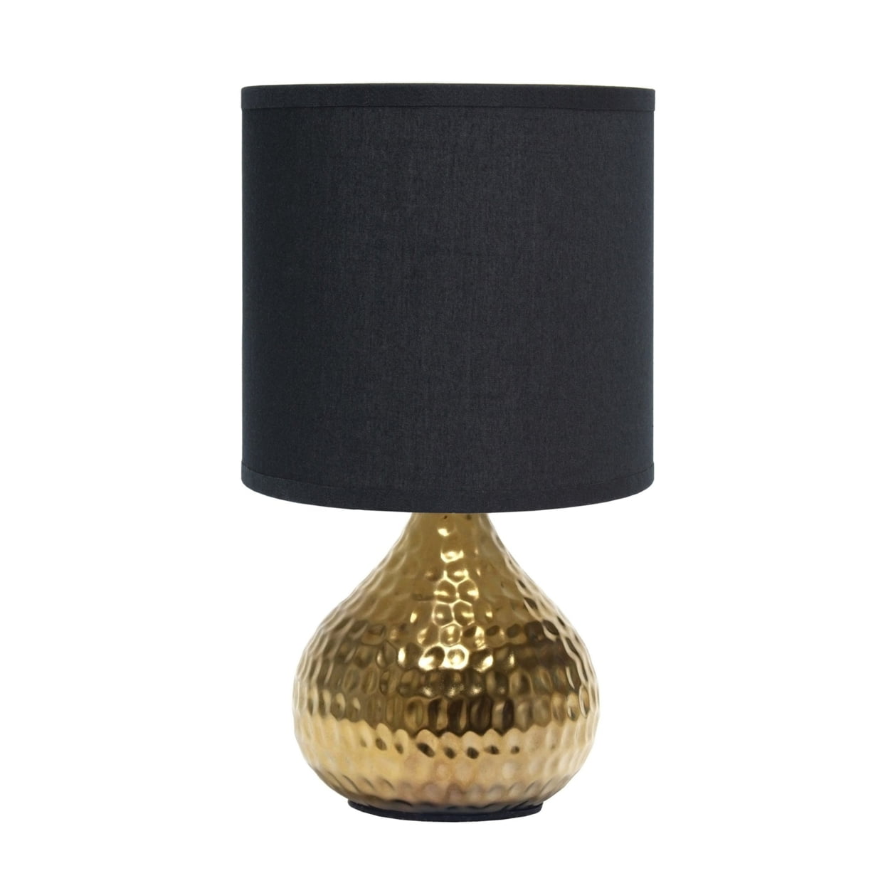 Simple Designs Hammered Gold Drip Mini Table Lamp, Black