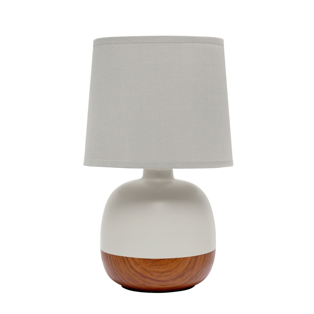 Simple Designs Petite Mid Century Table Lamp, Dark Wood and Light Gray