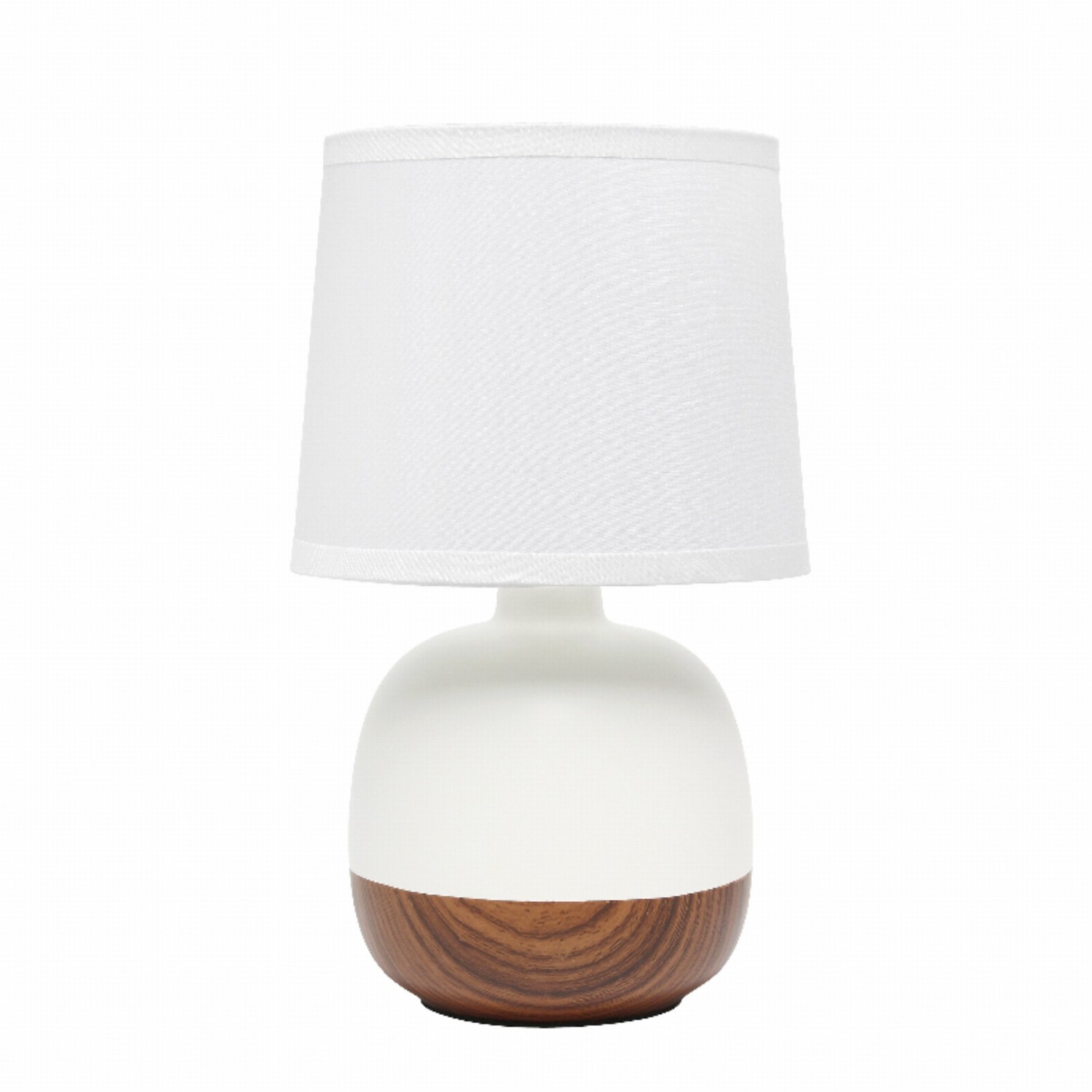 Simple Designs Petite Mid Century Table Lamp, Dark Wood and White
