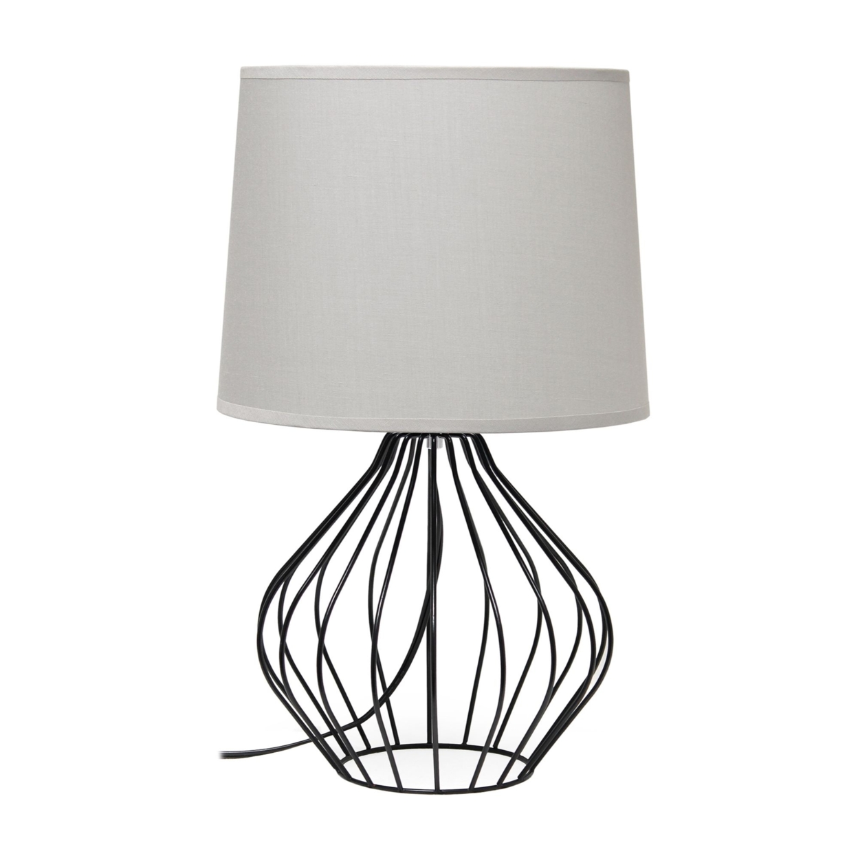 Simple Designs Geometrically Wired Table Lamp, Gray on Black
