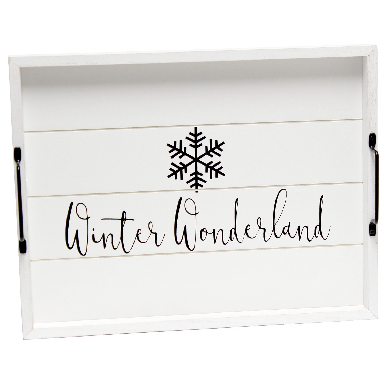 Elegant Designs Decorative Wood Serving Tray w/ Handles, 15.50" x 12", "Winter Wonderland"