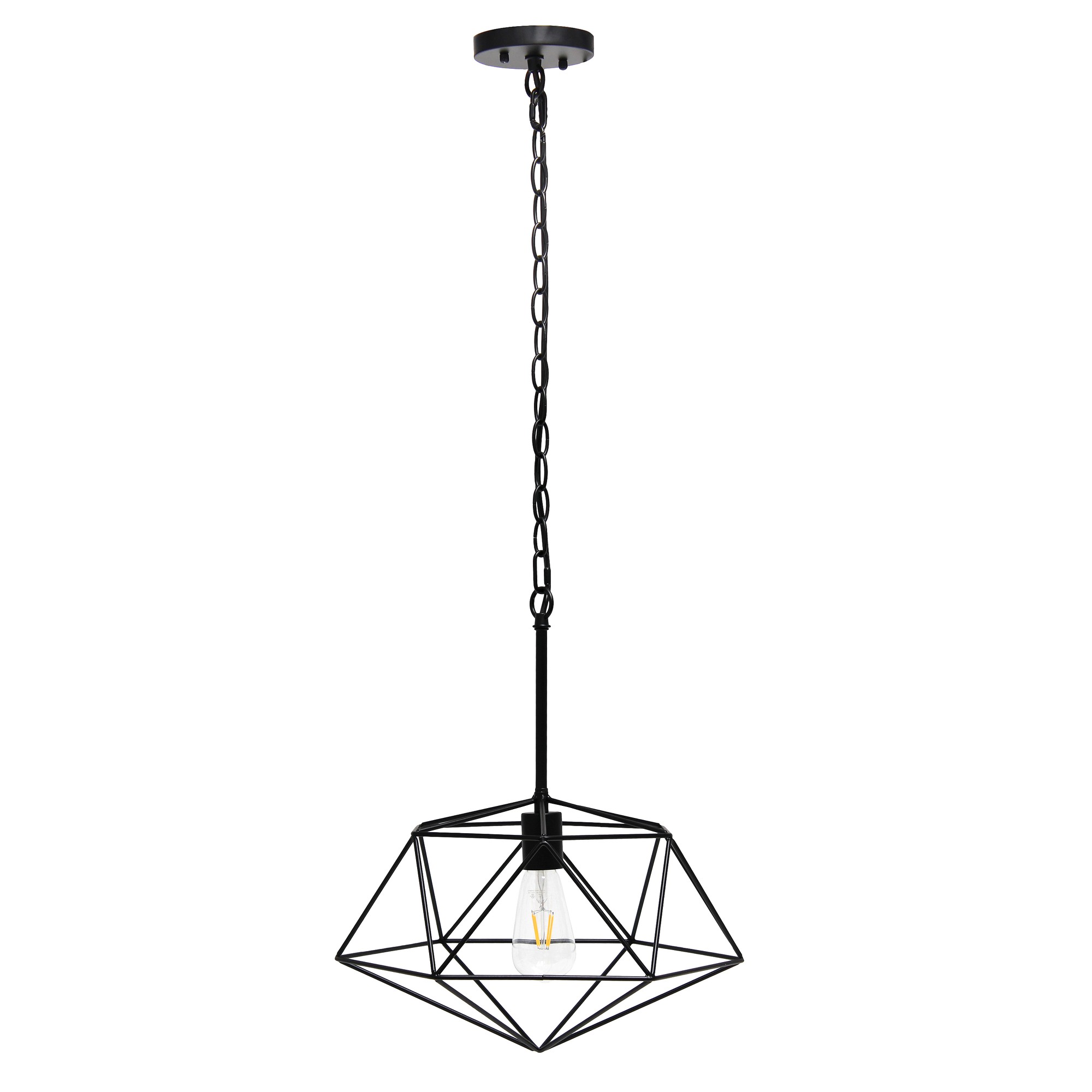 Lalia Home 1 Light 16" Modern Metal Wire Paragon Hanging Ceiling Pendant Fixture, Black