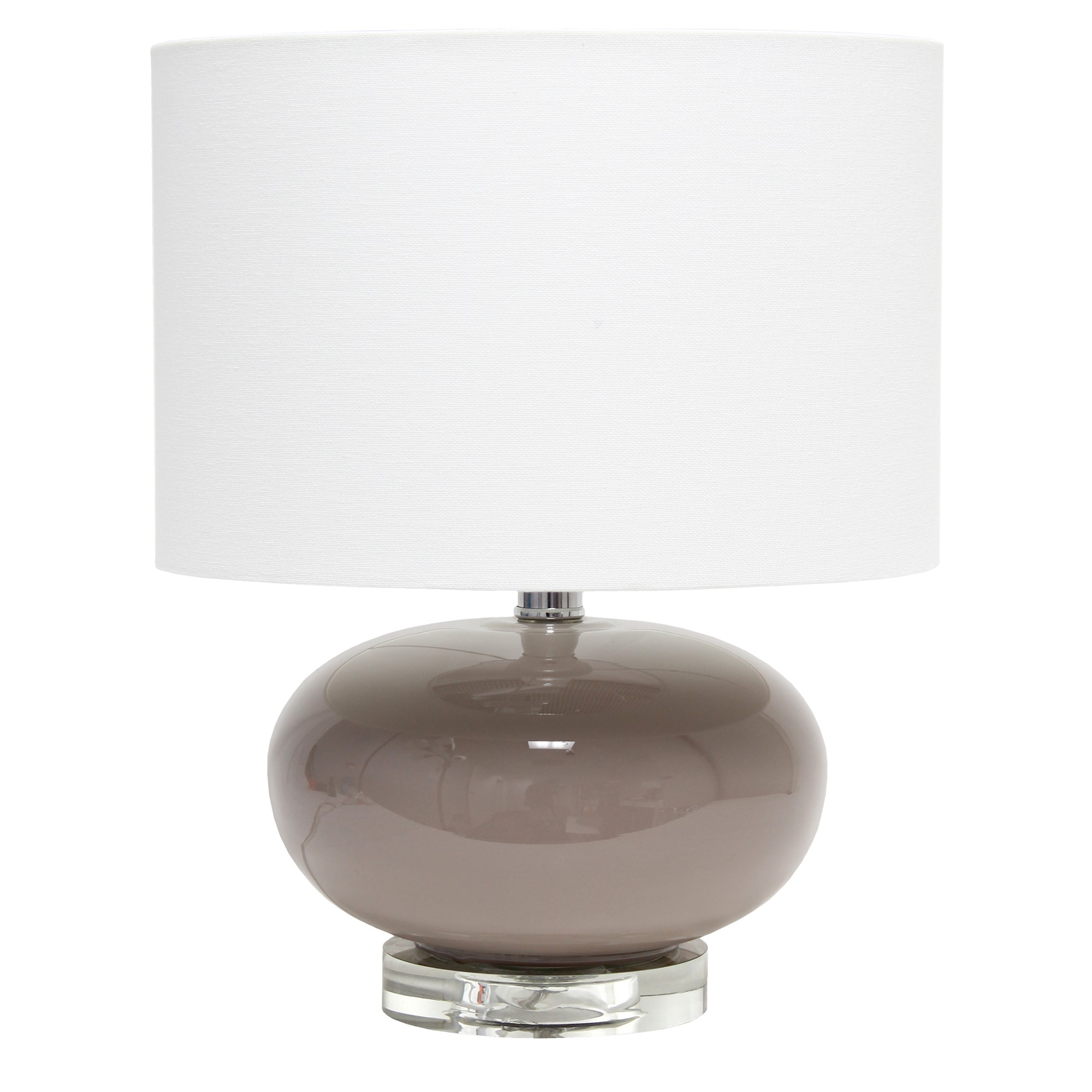 Lalia Home 15.25" Modern Ovaloid Glass Bedside Table Lamp with White Fabric Shade, Gray