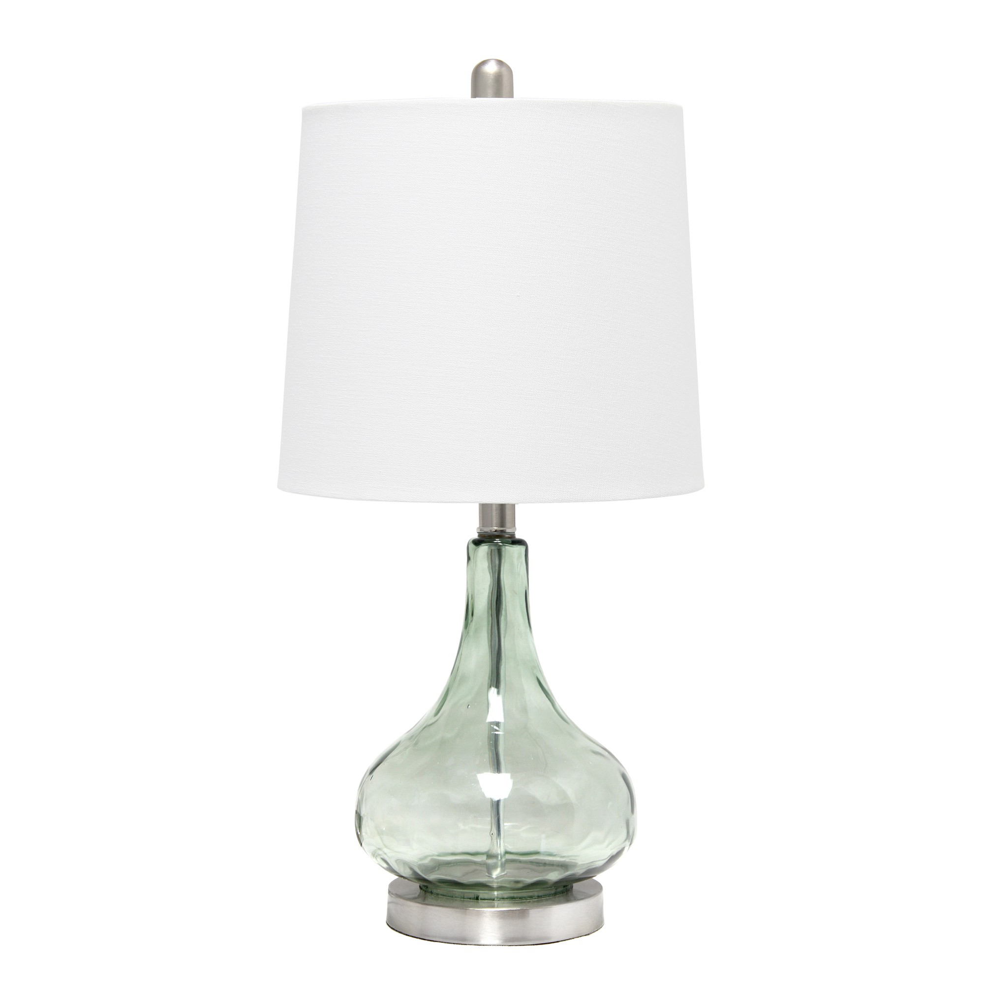 Lalia Home 23.25" Contemporary Rippled Colored Glass Bedside Desk Table Lamp with White Fabric Shade, Green/Gray Sage