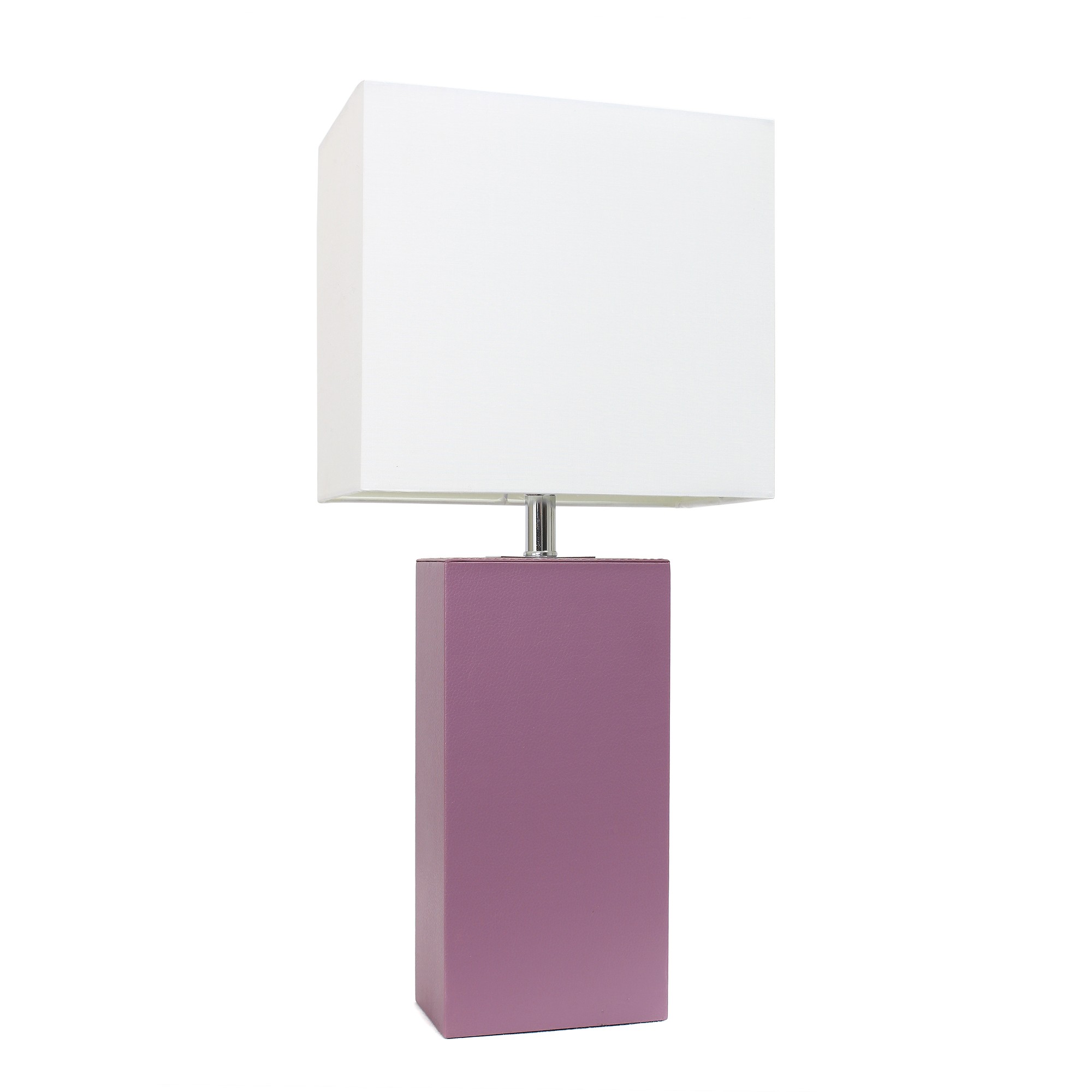 21in Leather Base Table Lamp with Wht Shade Purple