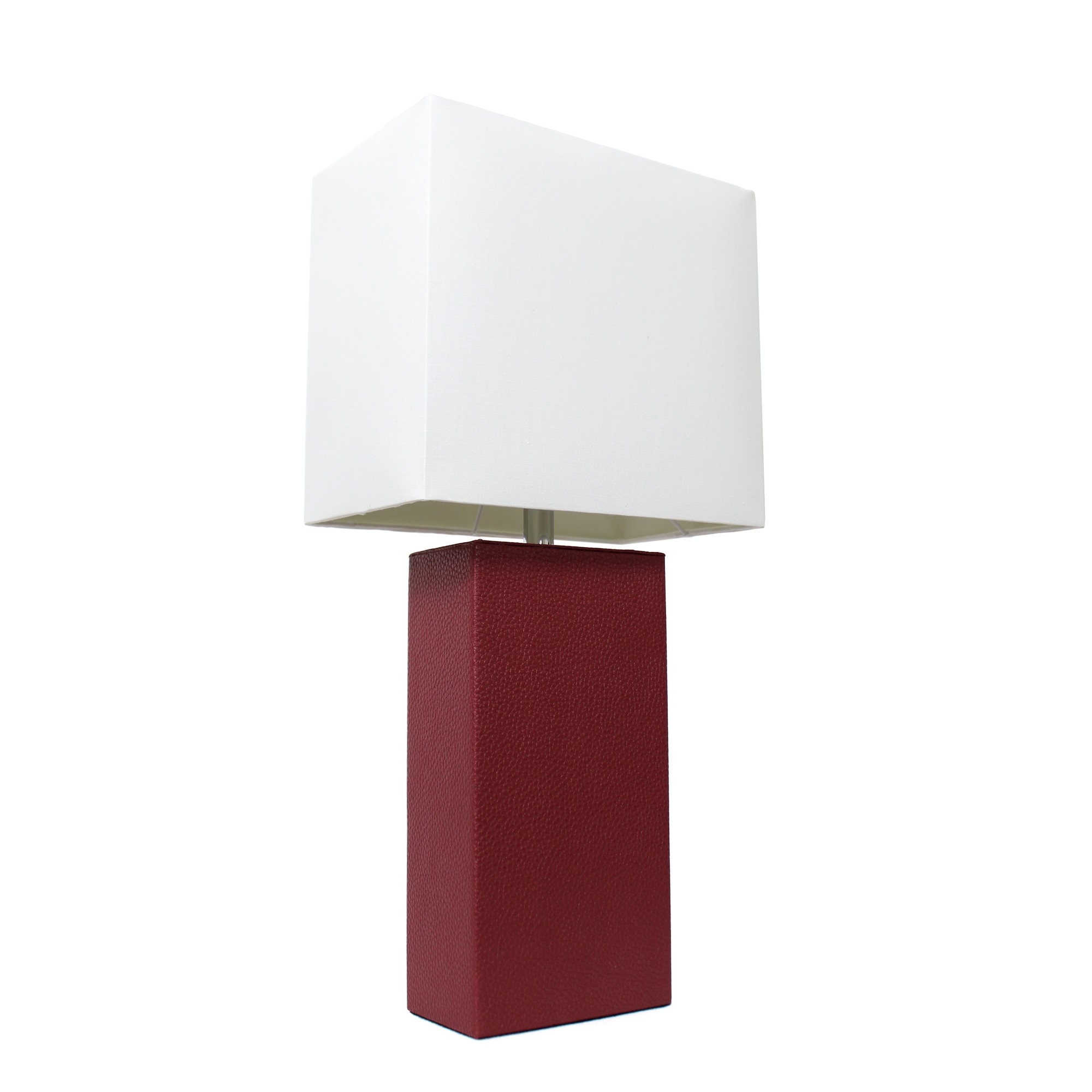 21in Leather Base Table Lamp with White Shade Red