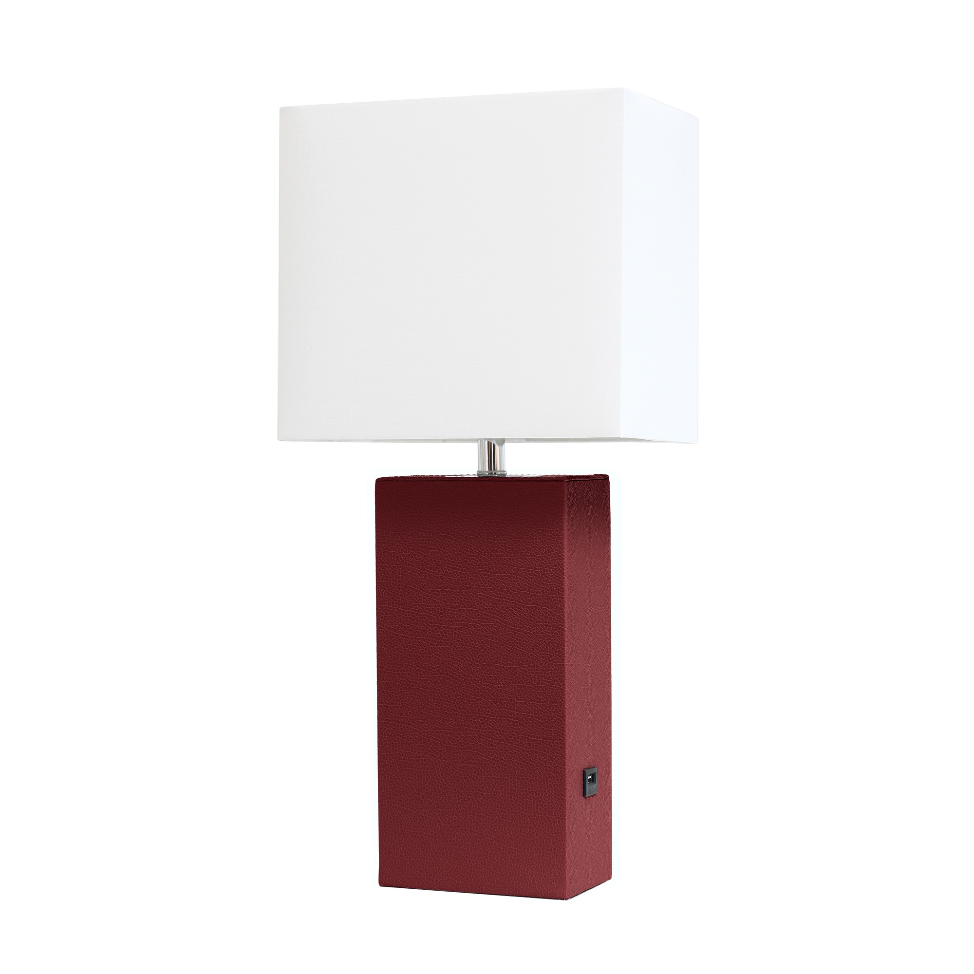 21in Table Lamp USB Charg Port White Shade Red