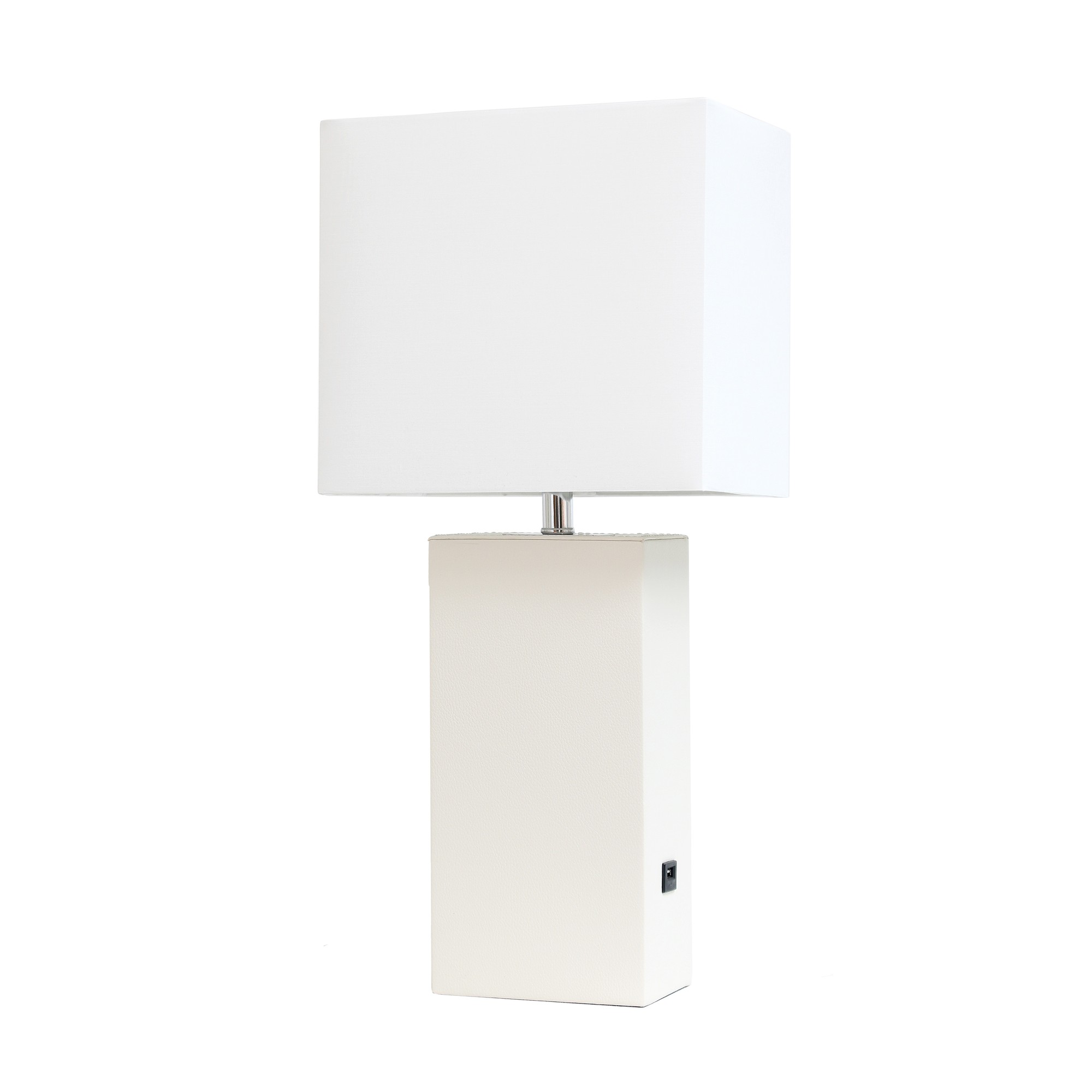 21in Table Lamp USB Charg Port White Shade White