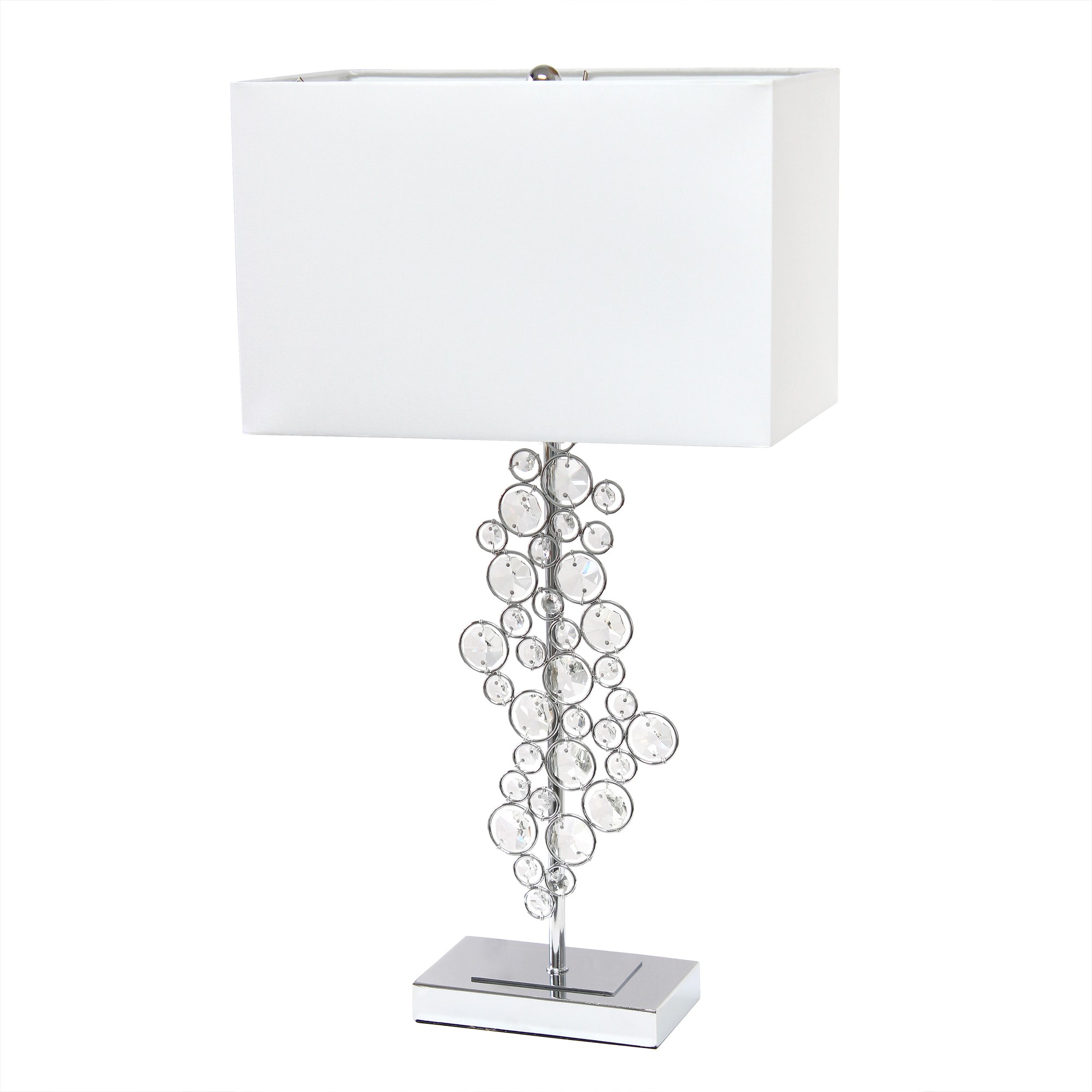 26.25in Tall Crystal Chrome Table Lamp Whit Shade