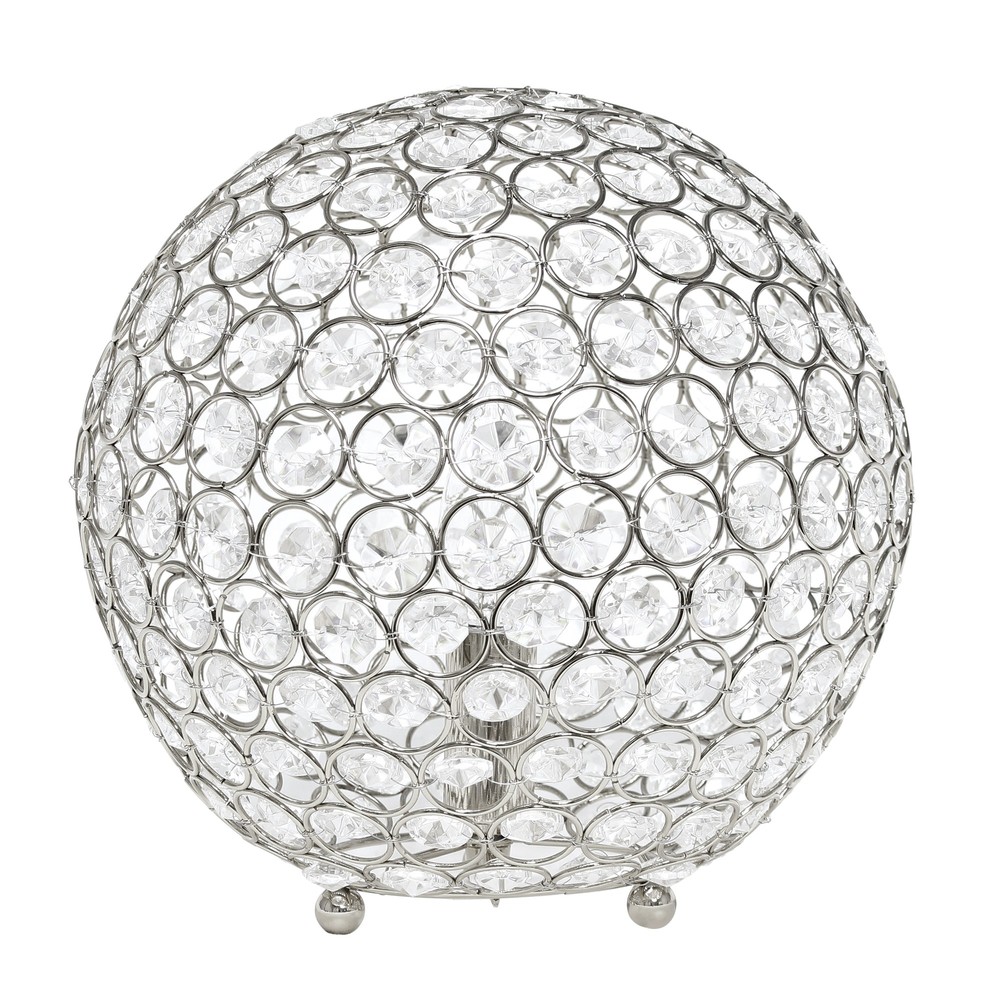 10in Metal Crystal Round Table Lamp Chrome