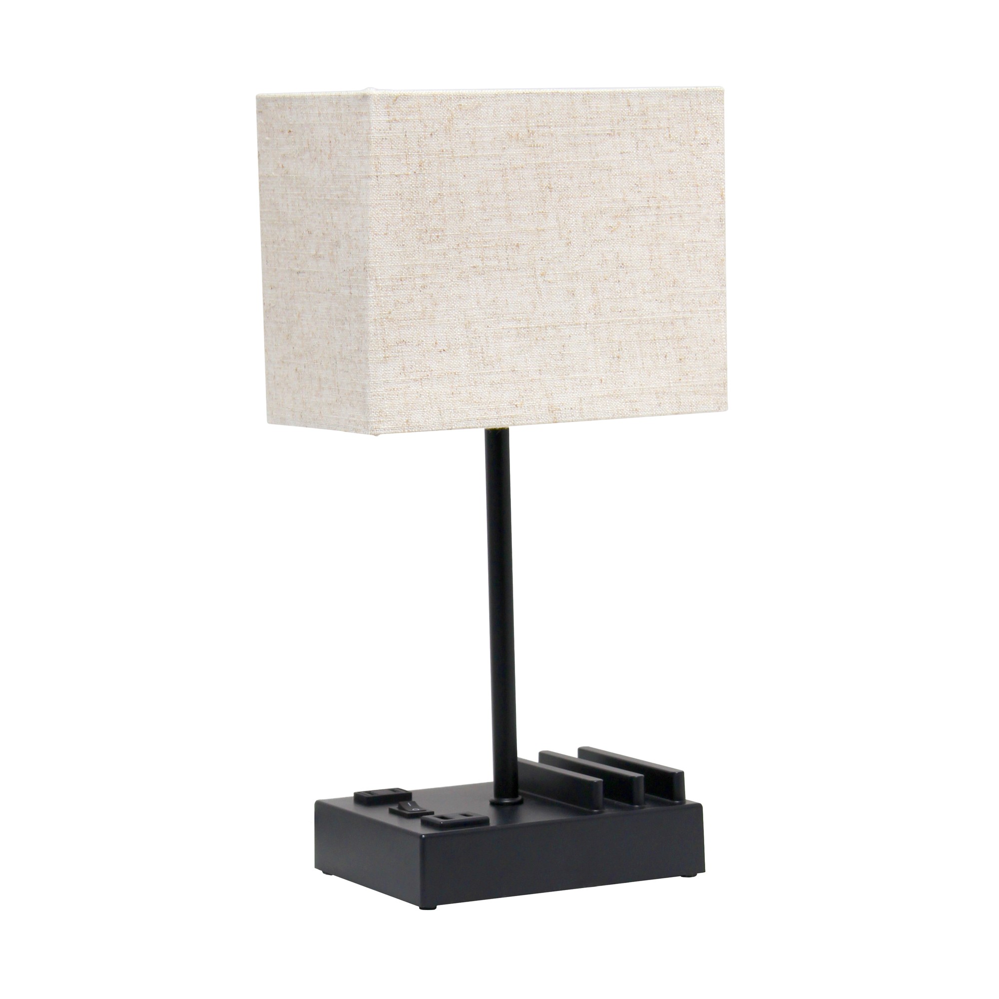 15.3" Table Lamp 2 USB Ports, Charging Outlet, Blk