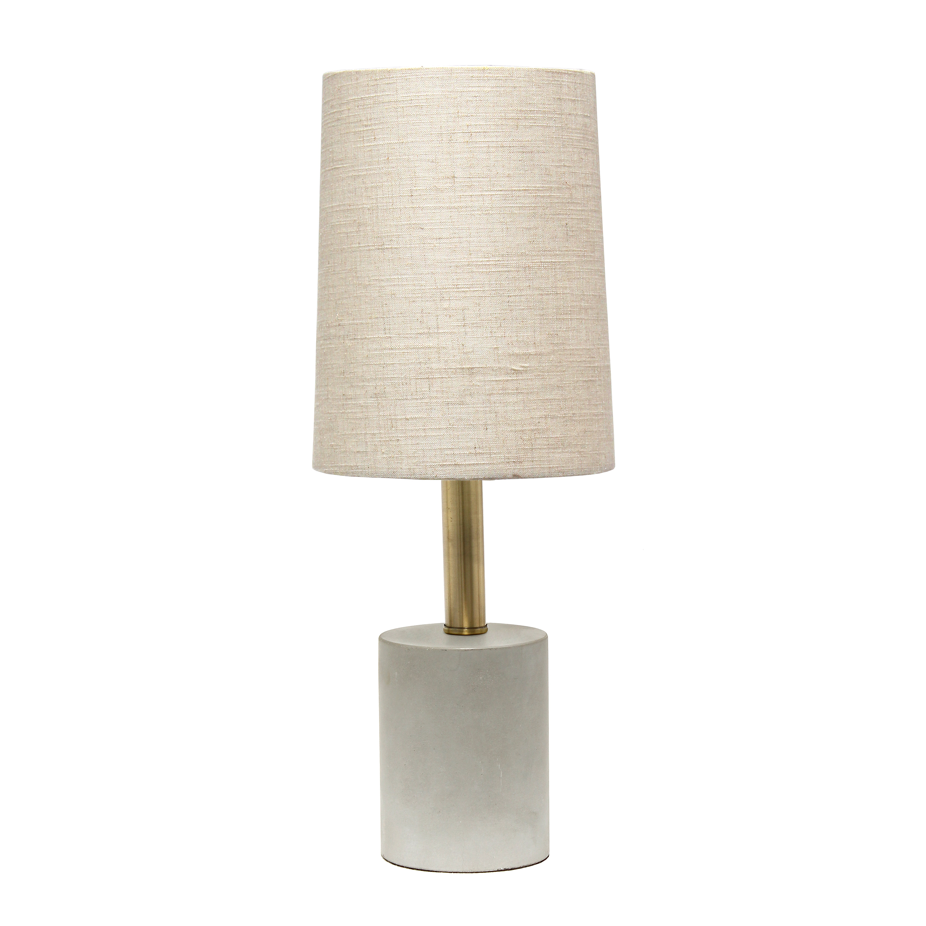  Lalia Home Antique Brass Concrete Table Lamp with Linen Shade, Khaki