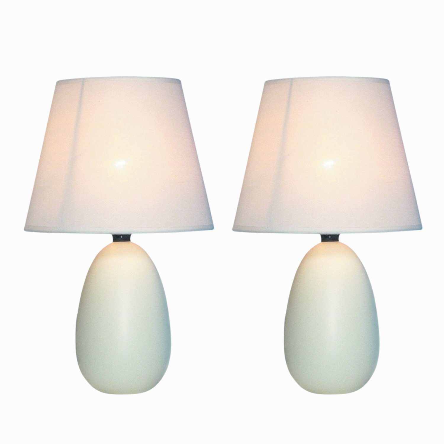 Simple Designs Mini Egg Oval Ceramic Table Lamp 2 Pack Set