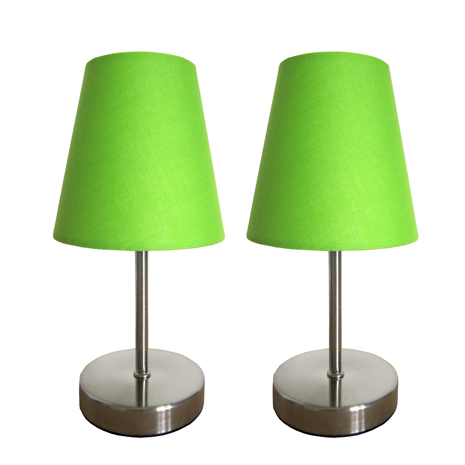 Simple Designs Sand Nickel Mini Basic Table Lamp with Fabric Shade 2 Pack Set