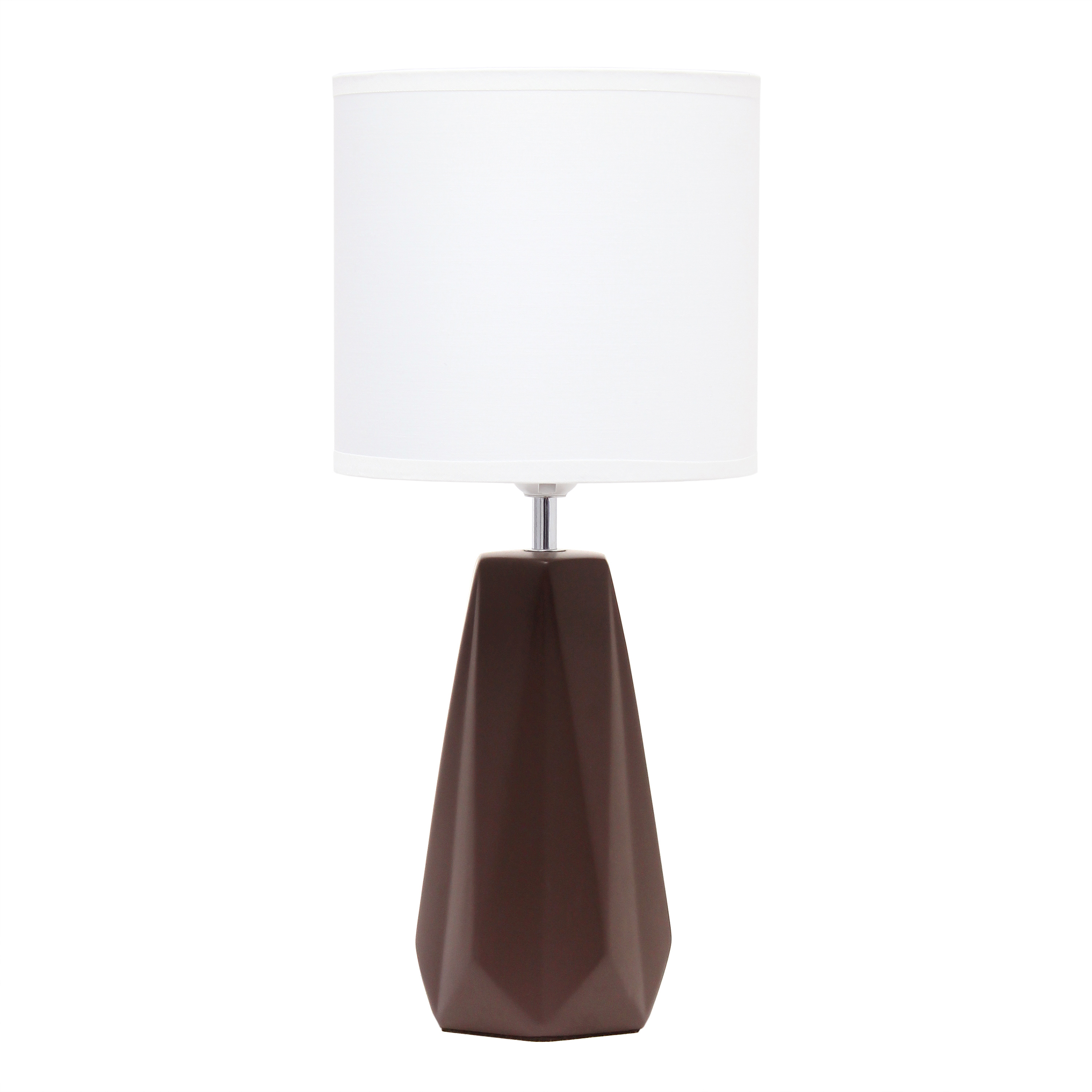 Simple Designs Ceramic Prism Table Lamp, Espresso Brown