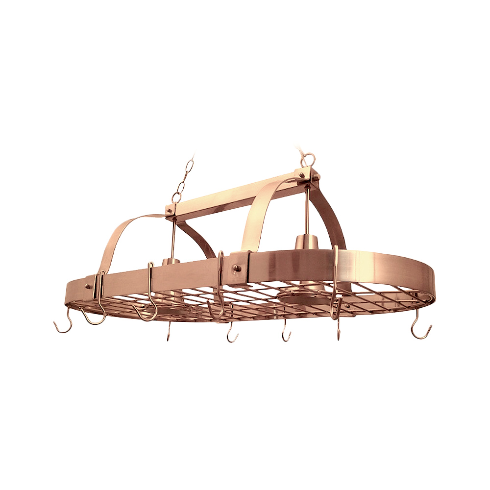 Elegant Designs 2 Light Kitchen Pot Rack with Downlights, Copper