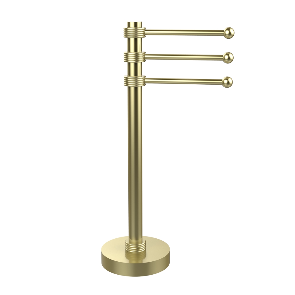 973G-SBR Vanity Top 3 Swing Arm Guest Towel Holder with Groovy Accents, Satin Brass