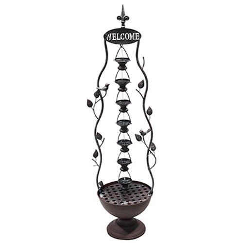 41" 7 Hanging Cup Tier Layered Floor Fountain