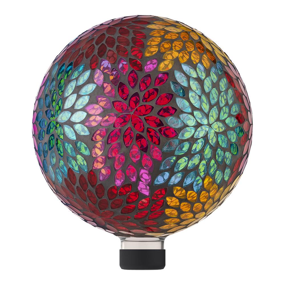 10" Colorful Mosaic Leaves Gazing Globe