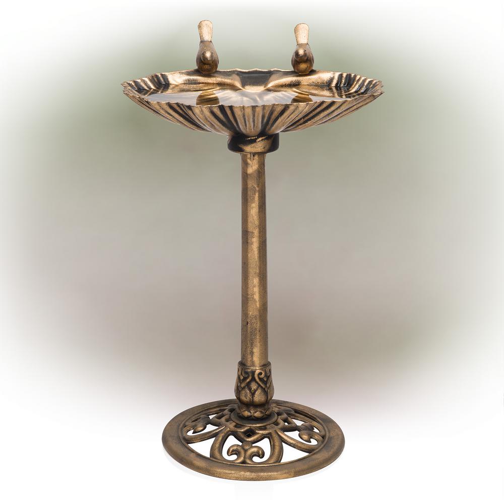 Bronze Birdbath with 2 Birds