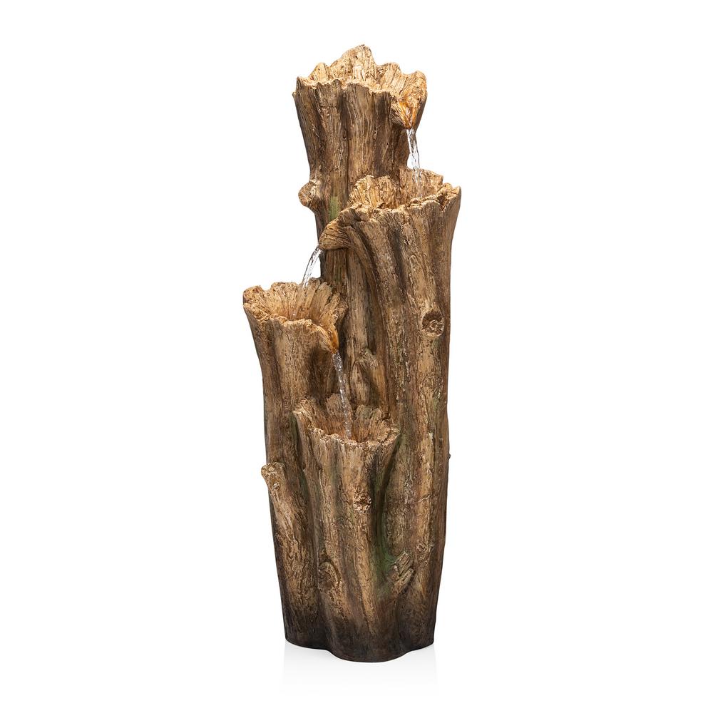 3-Tier Cascading Tree Bark Fountain with LED Lights