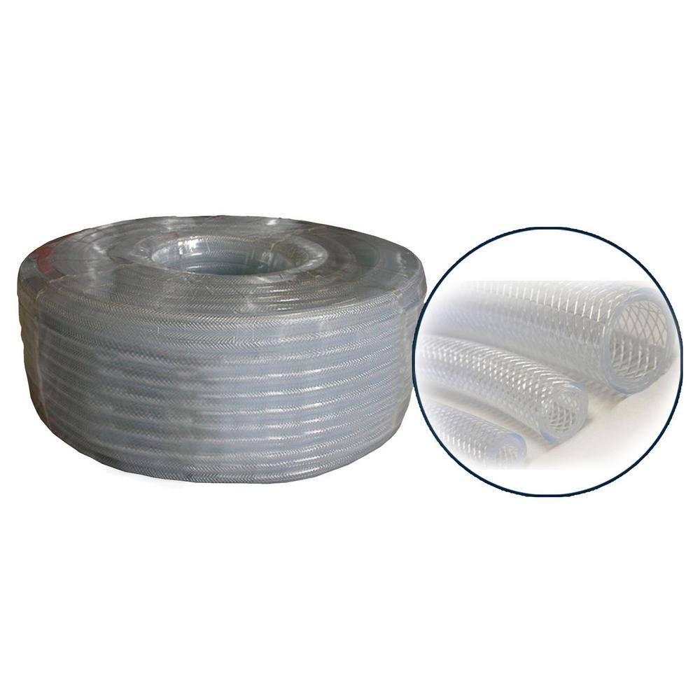 5/8" I.D. x 0.891" O.D. PVC Clear Braided Tubing x 100' Coi