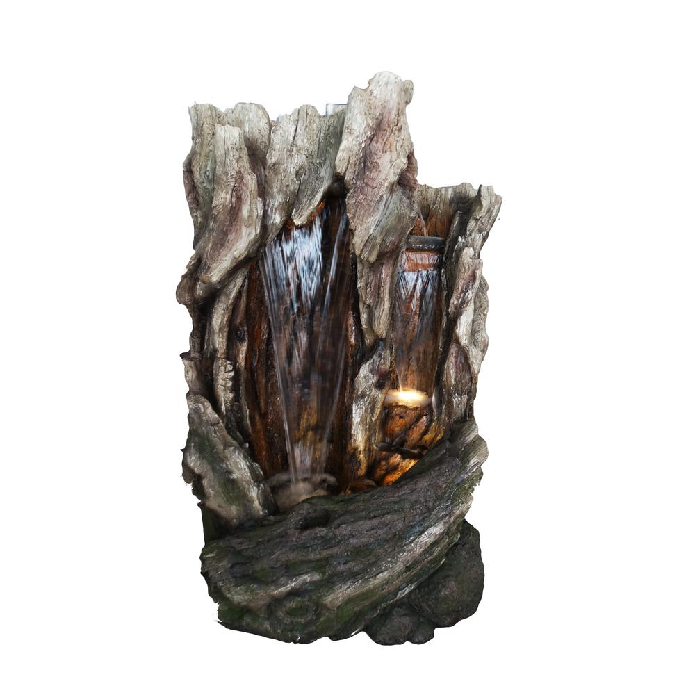 Tree Trunk Fountain with LED Lights