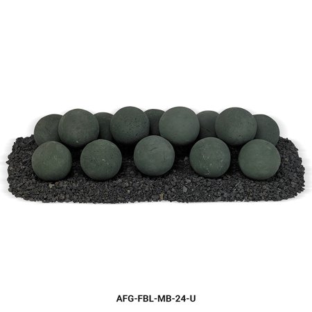 24" x 8" Matte Black Uniform Set, 14-4" Lite Stone Balls with 10lbs Small Lava Rock