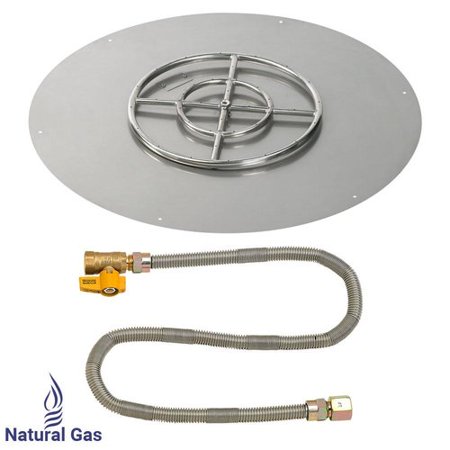 30" Round Stainless Steel Flat Pan with Match Lite Kit (18" Ring) - Natural Gas