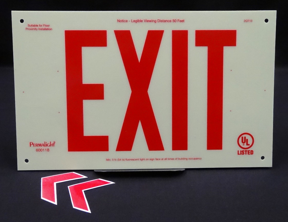 UL924-Listed Plastic EXIT Sign - Red EXIT Legend, DOUBLE-SIDED, unframed