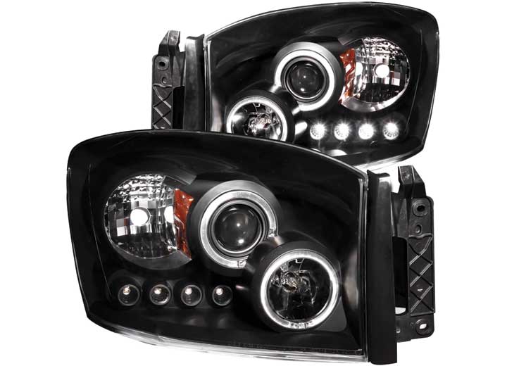 06-08 RAM 1500/06-09 RAM 2500/3500 PROJECTOR W/HALO BLACK CLEAR W/AMBER HEADLIGHTS DRIV/PASS