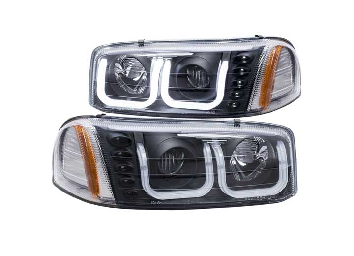 99-06 SIERRA/DENALI/07 CLASSIC/00-06 YUKON/DENALI HEADLIGHT PROJ W/U-BAR BLACK CLEAR DRIV/PASS