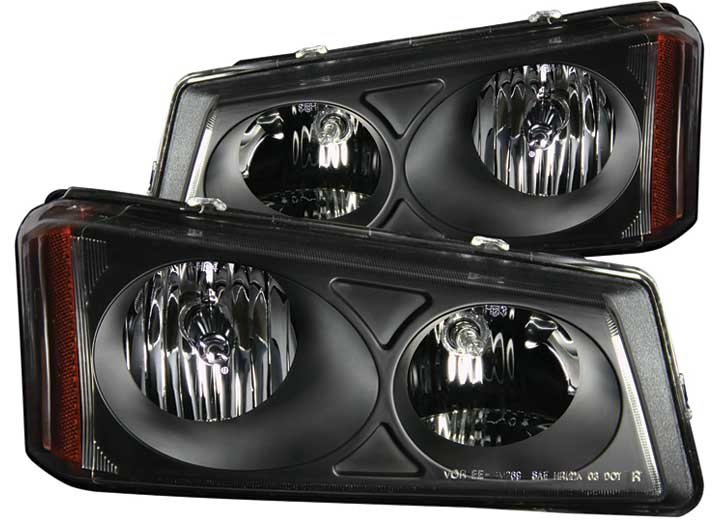 03-06 AVALANCHE W/O BODY CLADDING/03-07 SILVERADO(CLASSIC)CRYSTAL BLACK HEADLIGHTS DRIV/PASS