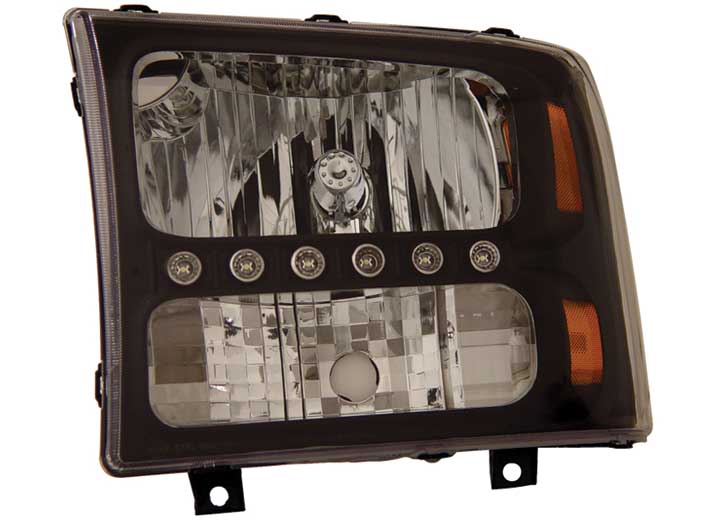 99-04 F250/F350 SD/00-04 EXCURSION HEADLIGHTS BLACK 1 PC DRIVE/PASS