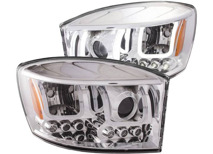 06-08 RAM 1500/06-09 RAM 2500/3500 PROJECTOR HEADLIGHTS W/U-BAR CHROME CLEAR DRIVE/PASS