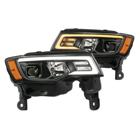 17-18 GRAND CHEROKEE PROJ HL W/PLANK STYLE SWITCHBACK BLK W/AMBER