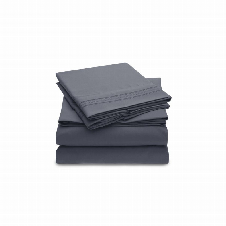 Double Brushed Microfiber Sheet Set, Queen Size, Gray Color