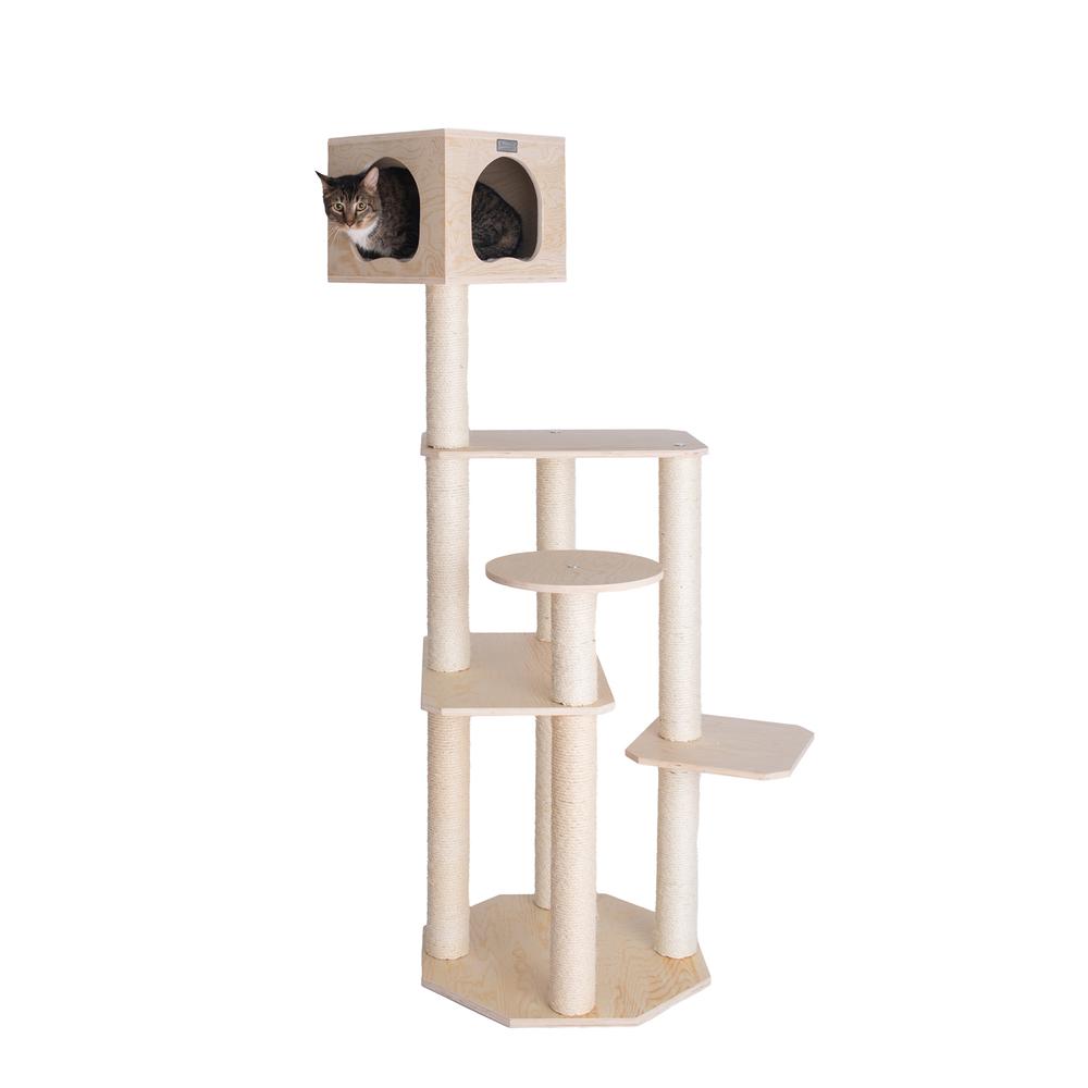 Armarkat Real Wood Premium Scots Pine 69-Inch Cat Tree with Five Levels, Perch, Condo