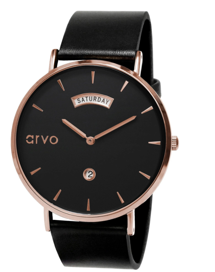 Arvo Black Awristacrat Watch - BlackRose Gold - Black Band